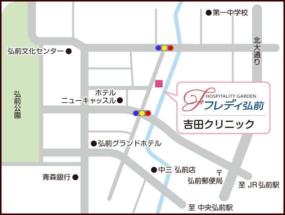 フレディ弘前までの地図
